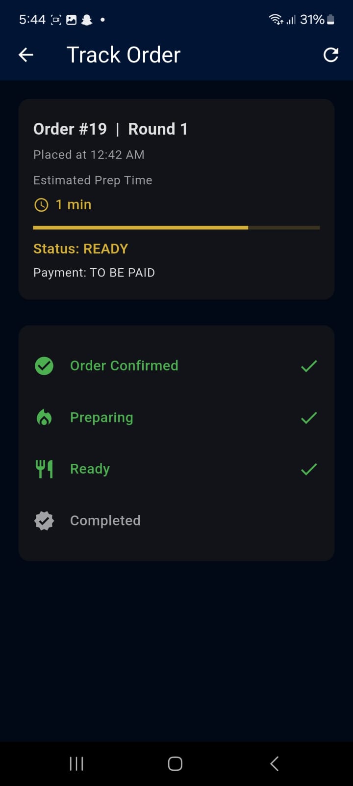 Order status tracking