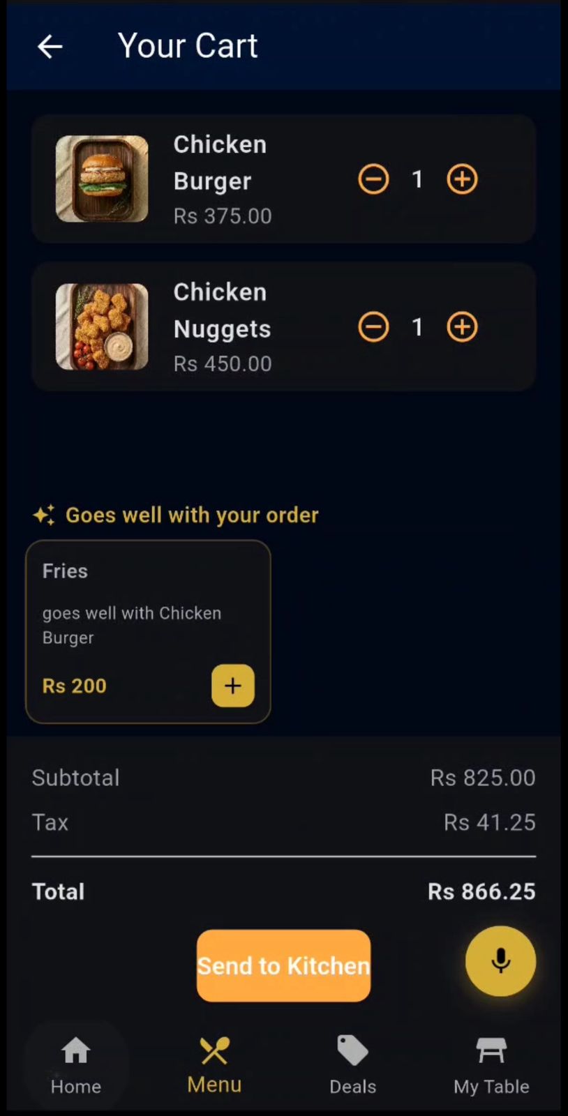 Suggested add-ons in cart